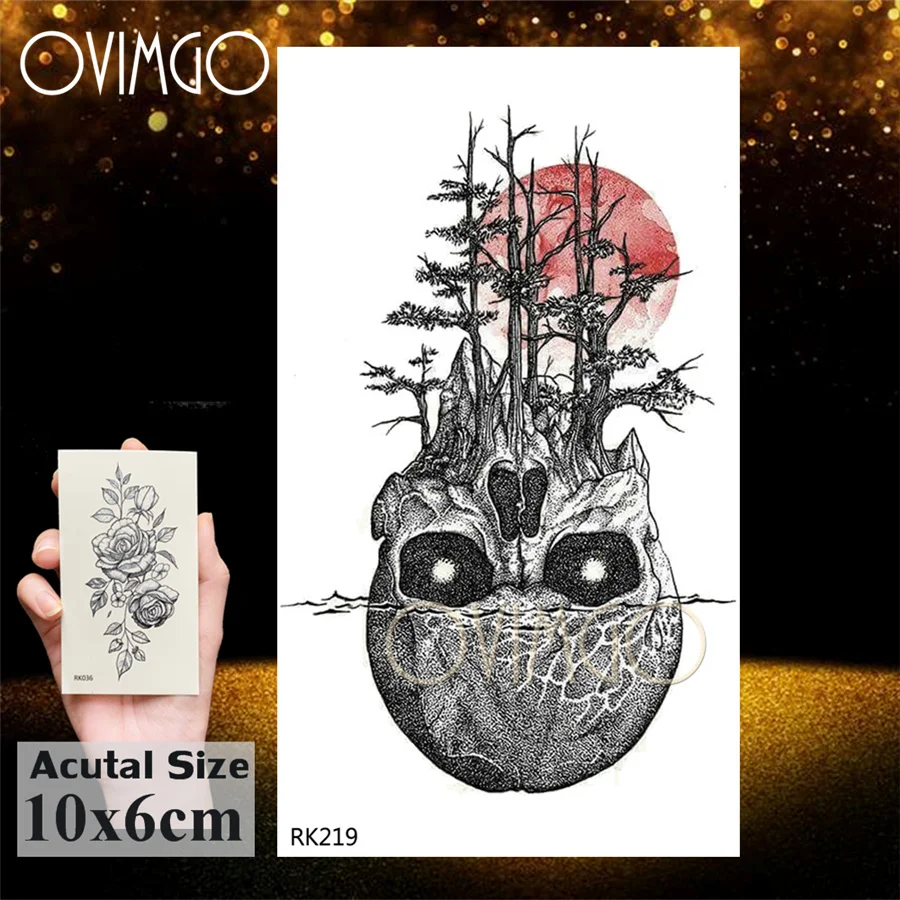 Waterproof DIY Forest Design Fake Temporary Tattoo Wolf Sexy Women Body Art  Arm Tattoos Paper For