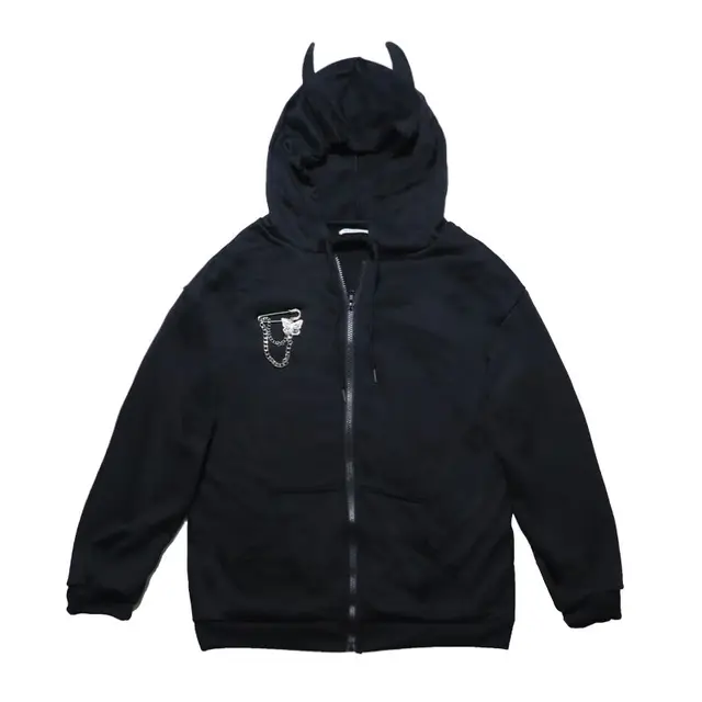 Black Goth Harajuku Thin Hoodie Women 