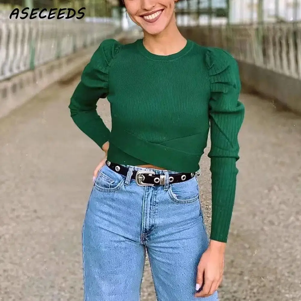 Vintage cross green cropped sweater 