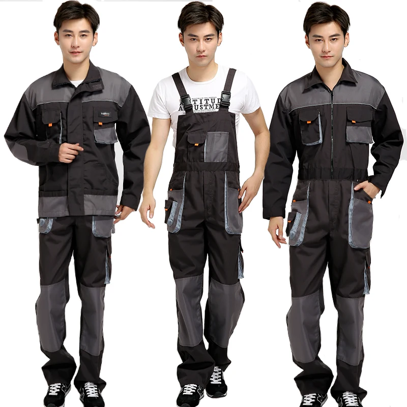 Bib overalls men work coveralls protective repairman strap jumpsuits pants working uniforms plus size 4XL sleeveless coverall-animated-img