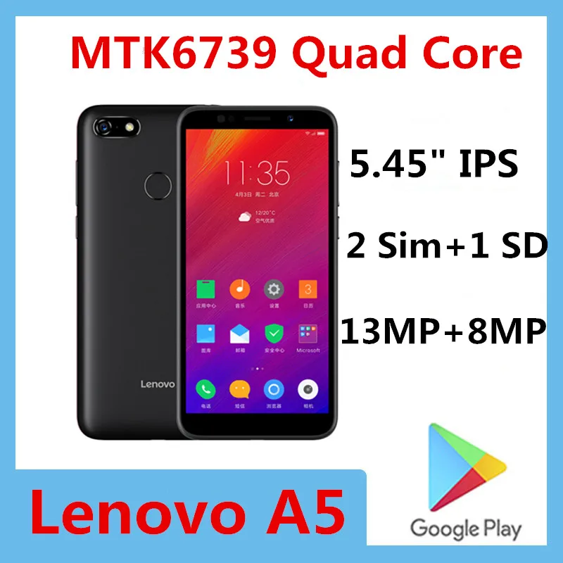 DHL Fast Delivery Lenovo A5 4G LTE Cell Phone 13.0MP+8.0MP Dual Sim Android 8.1 Face ID MTK6739 Fingerprint 5.45