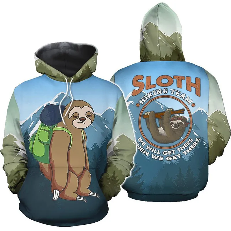Sloth Hiking Team Pullover Crewneck 3D 