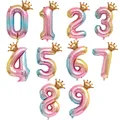 32inch Rainbow number Foil Balloons air Balloon birthday party decorations kids Rose gold pink silver blue 0-9 Digit ball preview-5