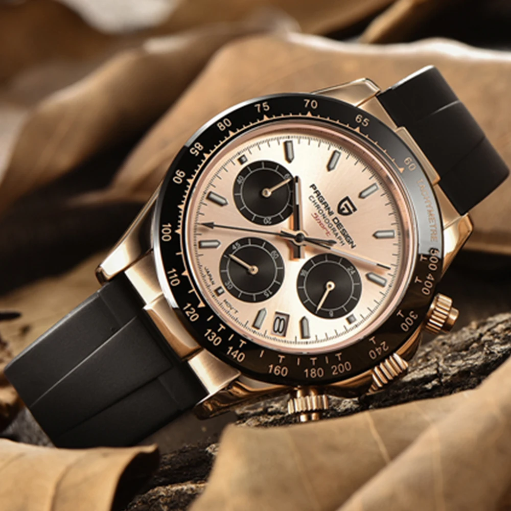 קנו שעונים לגברים | PAGANI DESIGN Brand Dial Quartz Watches 100M Waterproof  Rubber Sport Men watch Sapphire Luminous Seiko VK63 Chronograph Clocks