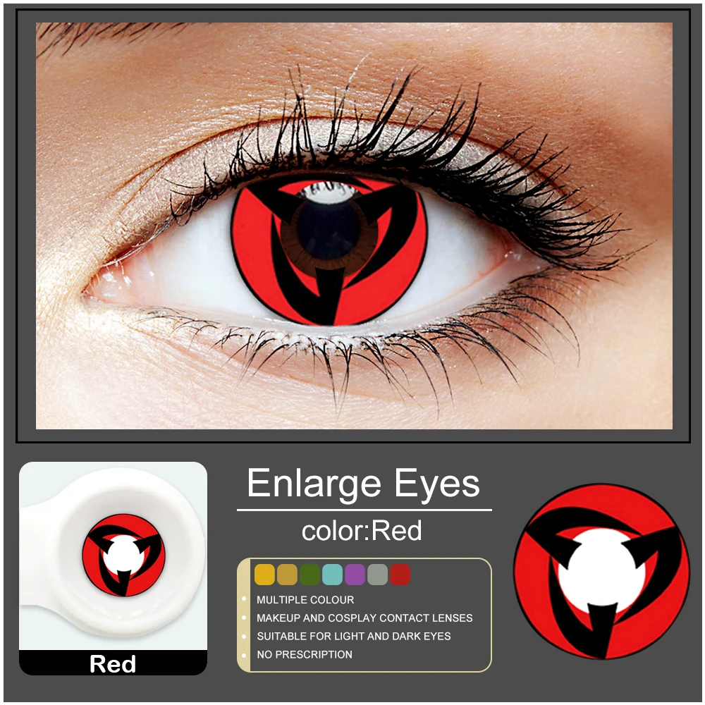 2pcspair Color Contact Lenses Sharingan Lense Anime Cosplay For Uchiha Hatake Sasuke Kakashi 0693