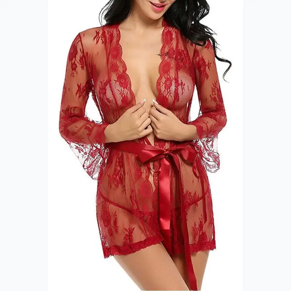 Купить Алиэкспресс | 3XL Sexy Lingerie Hot Women Porno Sleepwear Lace  Underwear Sex Clothes 2PCS Babydoll G-String Erotic Transparent Dress