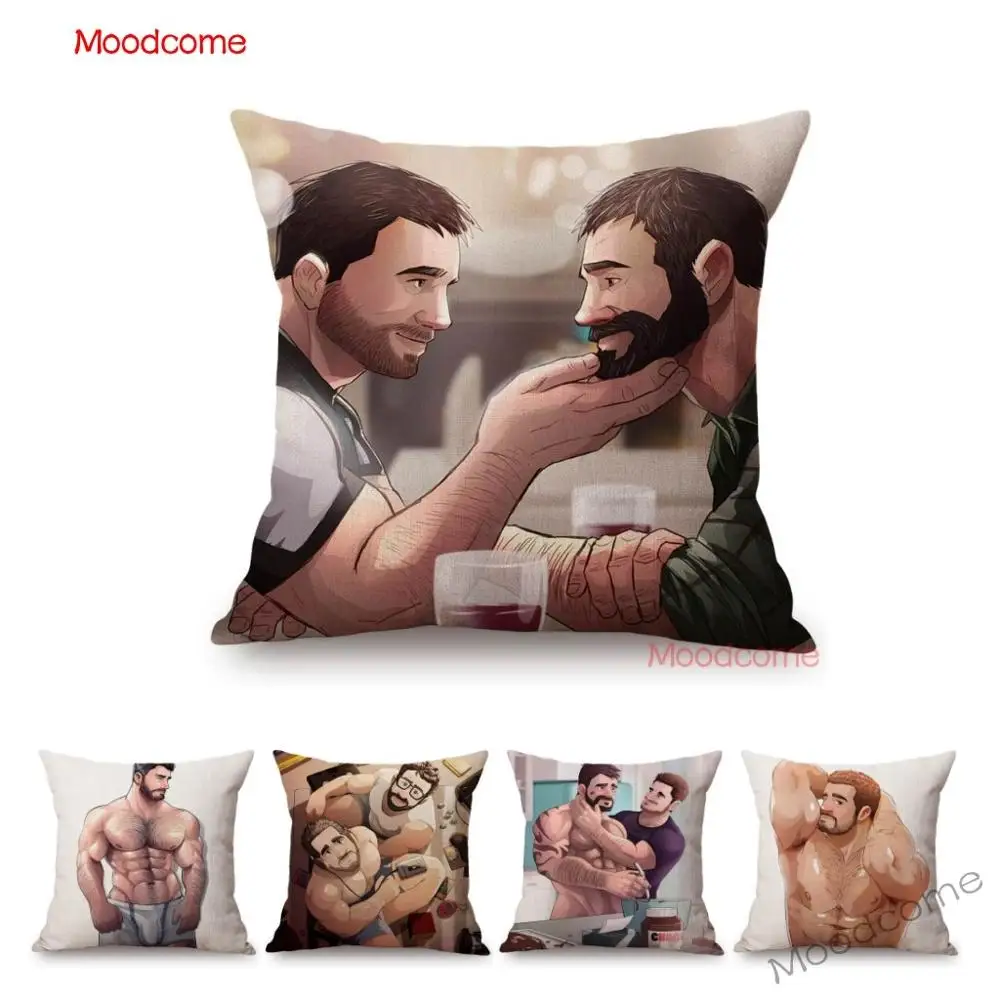 Купить Домашний текстиль | Sweet Hot Sexy Muscle Man Gay Pride Art Hairy  Jock Bear Beard Guy Cozy Decoration Pillow Case Masculine Guy Linen Cushion  Cover