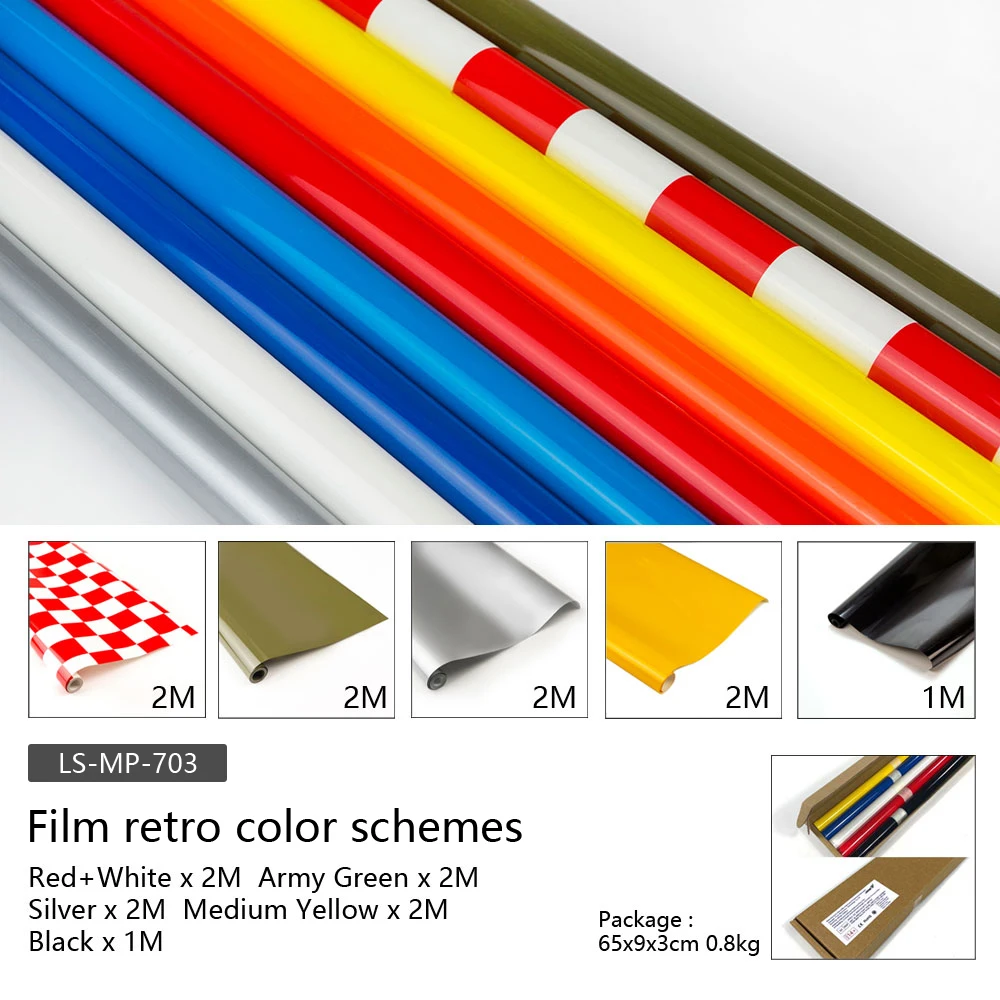 Yellow 2M Covering Film 60 x 200 cm Blue/ Yellow/ Red/ Green/ Silver/ White/ White & Red Covering Film Foils/Covering/Decal for Balsawood Models 
