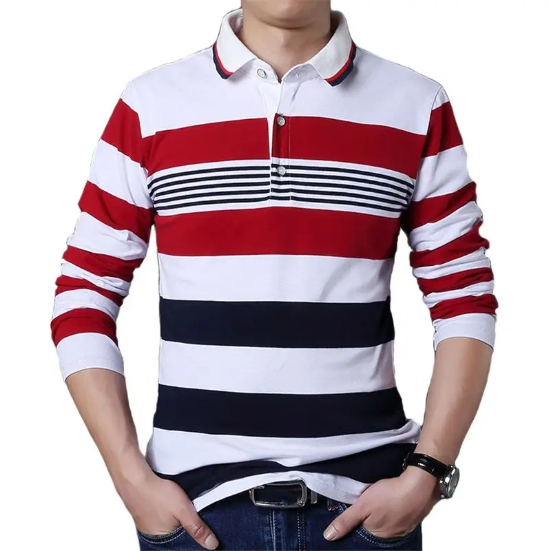 mens striped polo shirt long sleeve