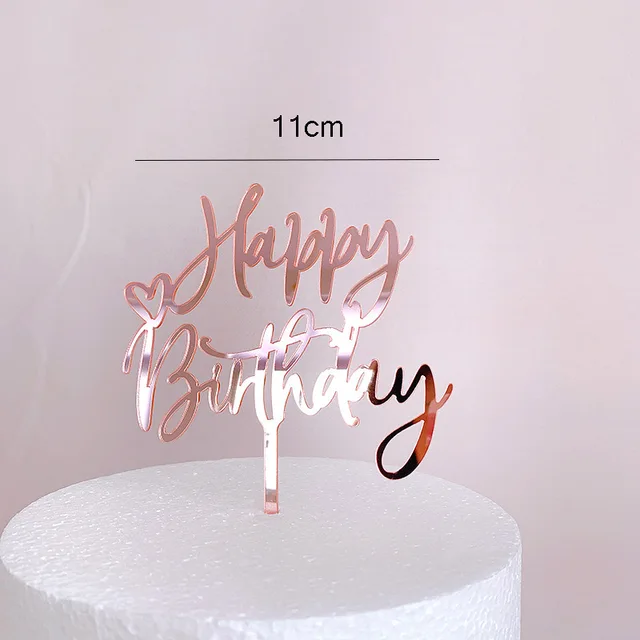 10PCS Acrylic Happy Birthday Cake Topper Multiple Styles Balck