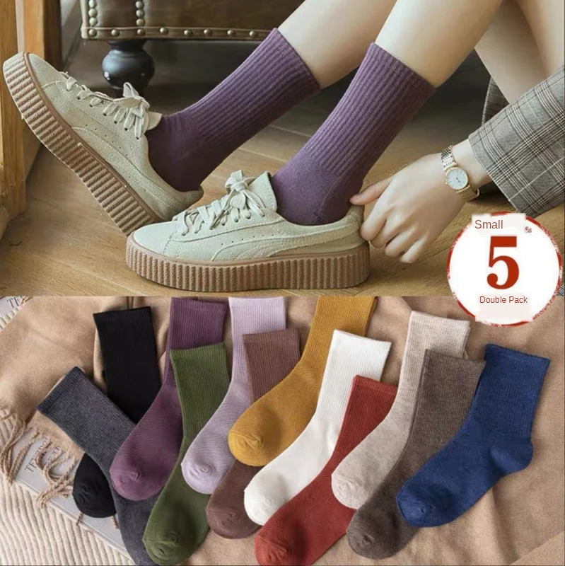 5 Pairs Women Solid Casual Cotton Short Socks Pack Ladies Fashion Concise  Stripe Breathable Comfortable Trendy Ankle Socks Set - AliExpress