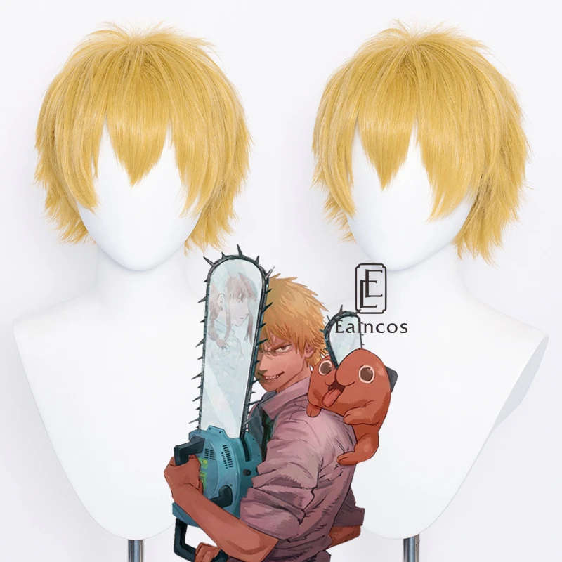 Anime Chainsaw Man Denji Cosplay Wig Golden Short Wig Eyes Patch  Heat-resistant Fiber Hair +