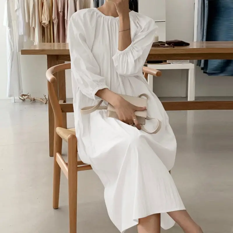 ZANZAE 2021 Button Cotton Long Maxi 