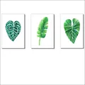 Leaf Posters Add Frame and Prints, Simple Simple Strokes, Green Leaves Printed on Canvas with Frame, Living Room Sofa Decorative preview-3