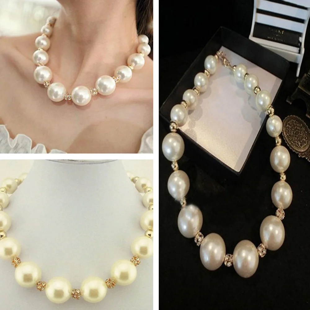 1 Pcs Big Imitation Pearl Necklace 