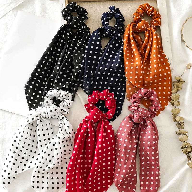 polka dot hair scrunchie