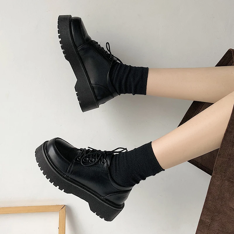 Platform black lace up shoes Clearance