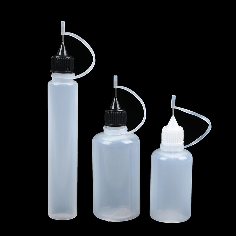 5pcs/set 5/10/20/30/50/100ML Needle Tip Glue Applicator Bottle for