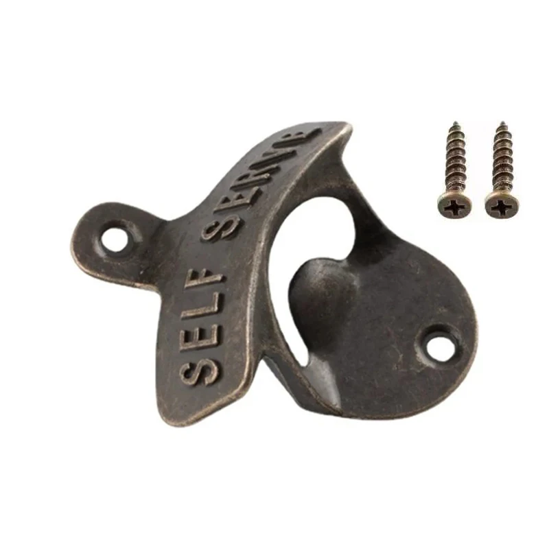Bar Accessories Wall Hanging Bottle Opener Mounted with 2 Screws Vintage Retro Zinc Alloy Beer Opener Tools Kichen Gadgets
