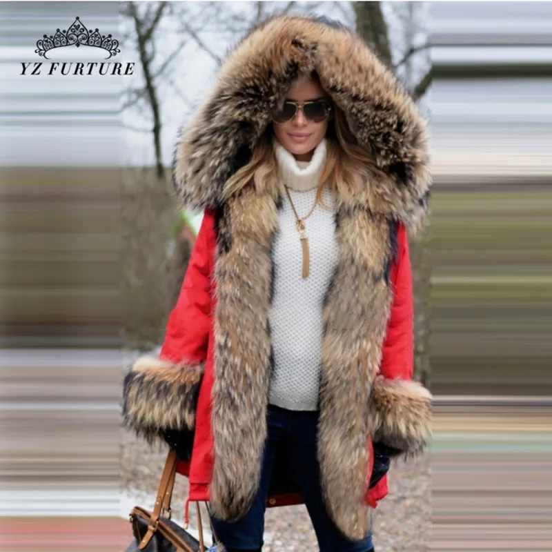 Best Price Global Fashion 2020 Real Fur Coat Winter Jacket Women Long Parka Waterproof Big Thick 2053