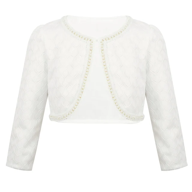 White Kids Girls Long Sleeves Lace 