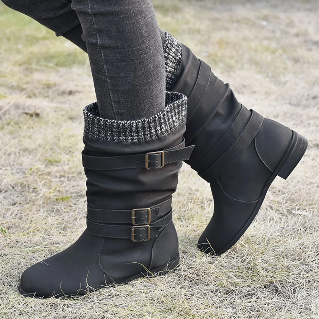 womens mid calf leather boots