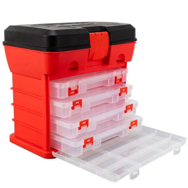 17 Inch Plastic Tool Box with Handle Tray Compartment Storage Box Hammer  Pliers Screwdriver Tool Holder