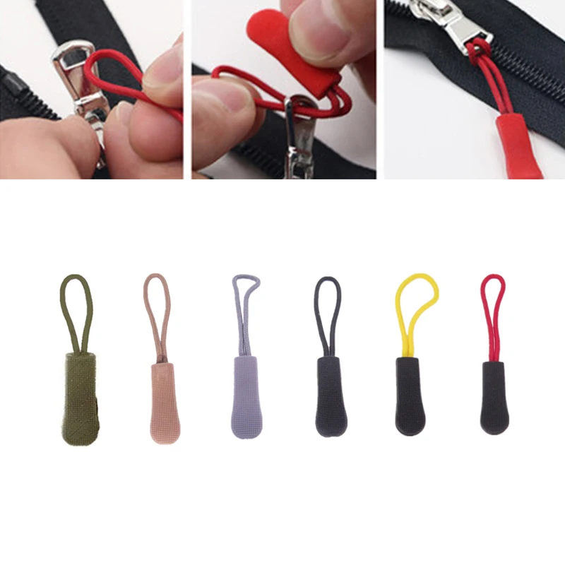 8Set Replacement Zipper Pull Puller End Fit Rope Tag Clothing Zip Fixer  Broken Buckle Zip Cord Tab Bag Suitcase Tent Backpack