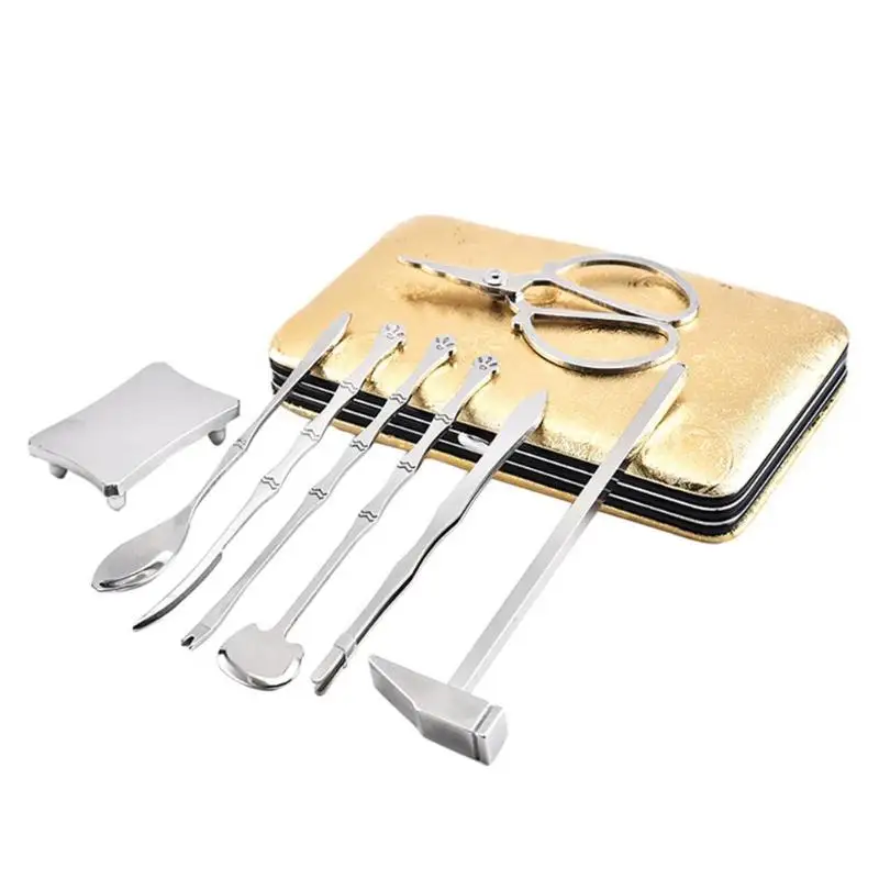 8 Pcs/set Stainless Steel Eating Crab Tools Lobster Crab Cracker Tool Kit Seafood Tools Set Kitchen Spooner Small hammer Gadget-animated-img