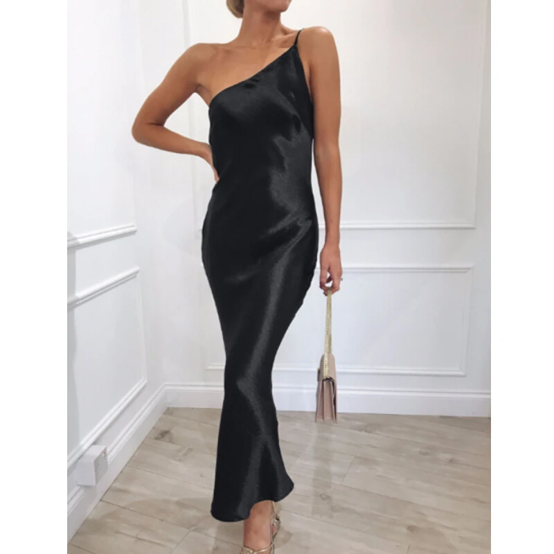 Sexy Backless Satin Dress Summer Floor 