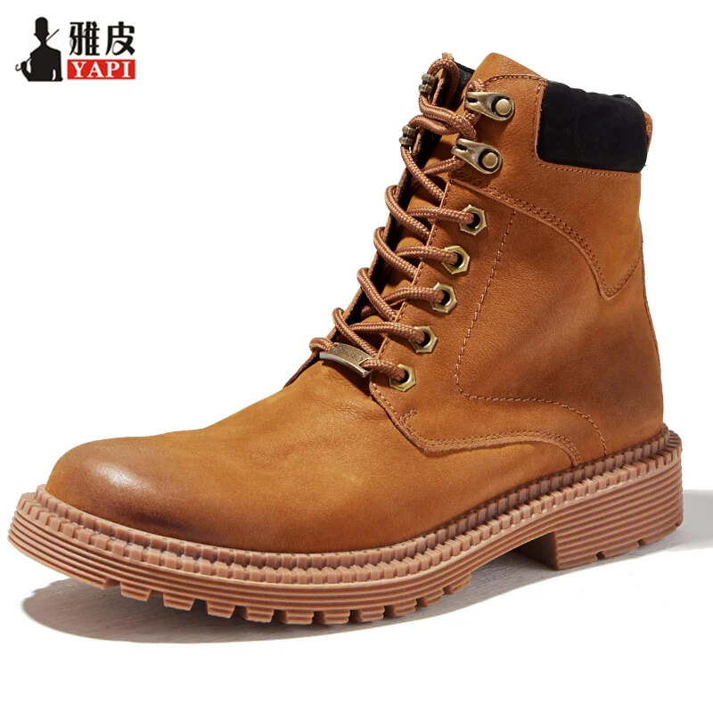 Boots Men Lace Up Warm Plush Snow Boots 
