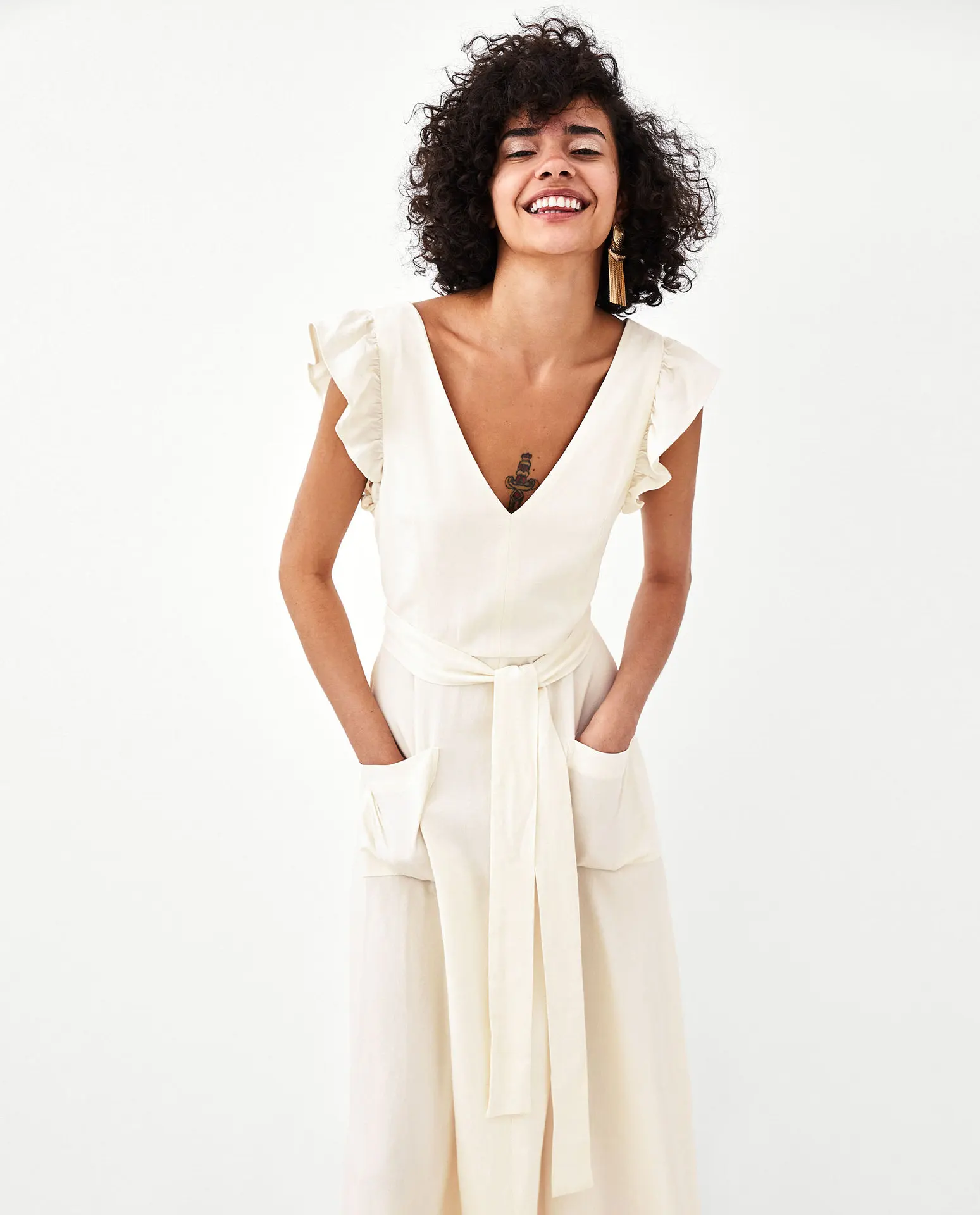 midi linen dress women