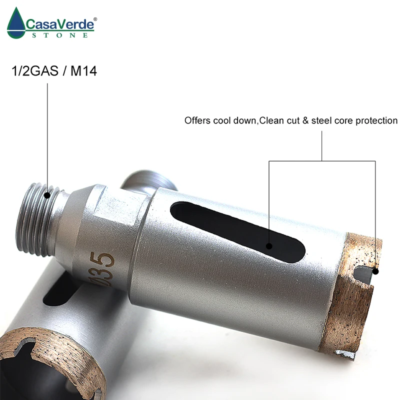 thread 35mm diamond wet core drill bit 