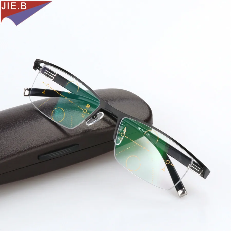 Titanium Alloy Smart Zoom Asymptotically Progressive Reading Glasses Half Rim Commercial Presbyopia Hyperopia Multifocal Glasses-animated-img