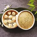 One Cage or Lid Cooking Bamboo Steamer for Fish Rice Vegetable Snack Basket Set Cooking Tools Dumpling Steamer 5pcs Steamer mats preview-3