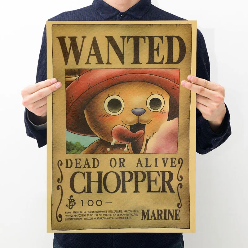 Acquistare Figurine E Giocattoli One Piece Action Figure Wanted Poster Craft Print Wall Sticker Vintage Movie Playbill Luffy Stickers One Piece Wallpaper