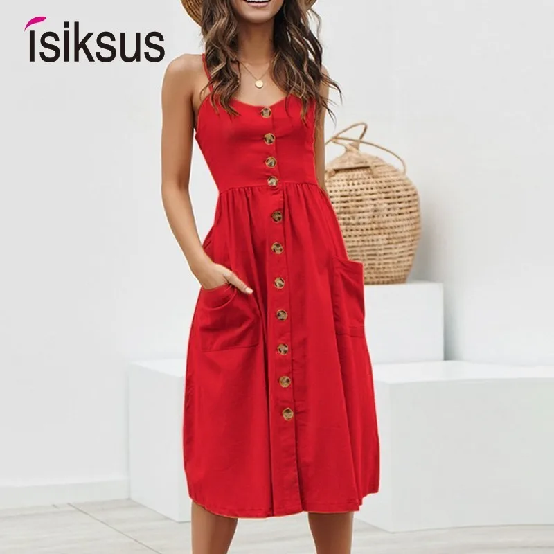 red summer casual dress