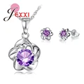 New Hot Fashion Beautiful Flowers Necklaces Earring Crystals 925 Sterling Silver Fantastic Women Wedding Jewelry Set preview-4