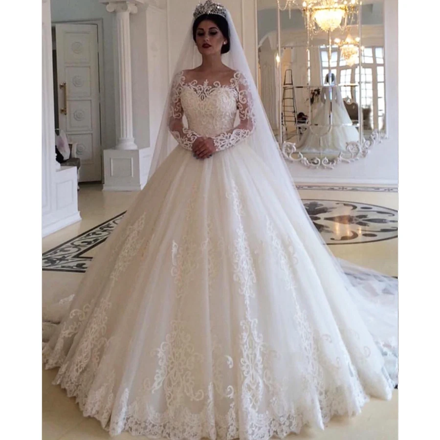 long sleeve white bridal dress