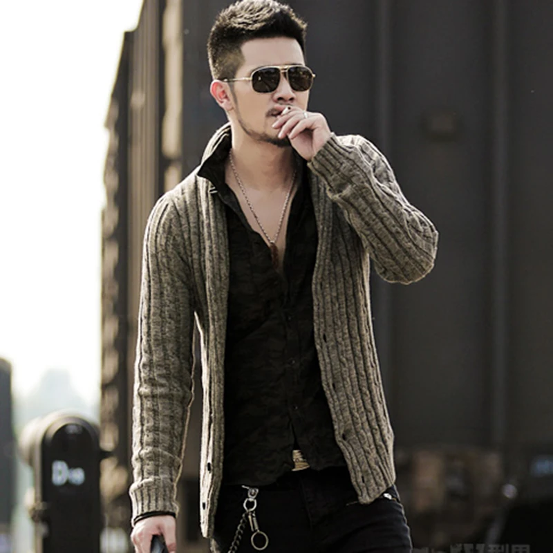 Winter Men Casual Knitted Cardigan Slim 