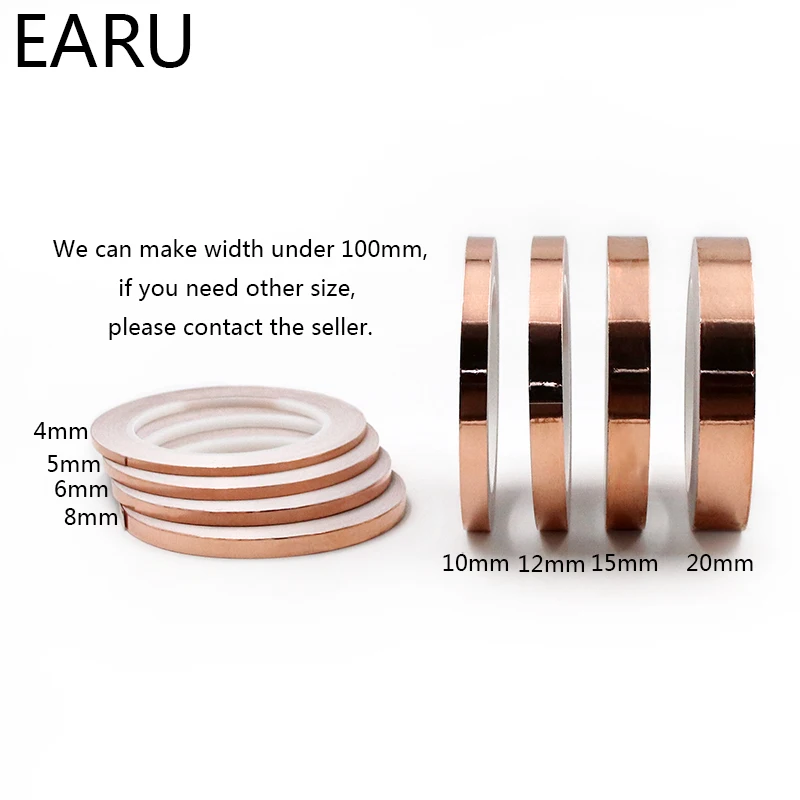 Conductive Copper Adhesive Foil Tape 3/5/6/8/10mm Double Sided Conduct  Copper Foil Tapes Length 20M Conductive Tape