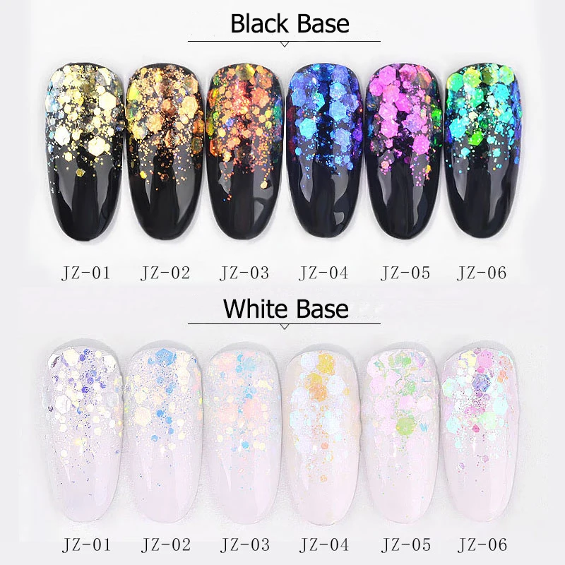 1 Box Iridescent Nail Powder Silver Glitters Flakes Nail Art