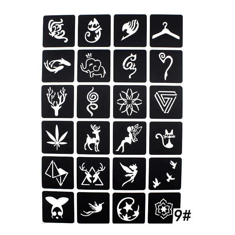 1 Sheet(12/18/24/63Pcs) Glitter Tattoo Stencil for Woman Body Paint,Spider  Cartoon Cute Pattern Airbrush Stencils & Templates