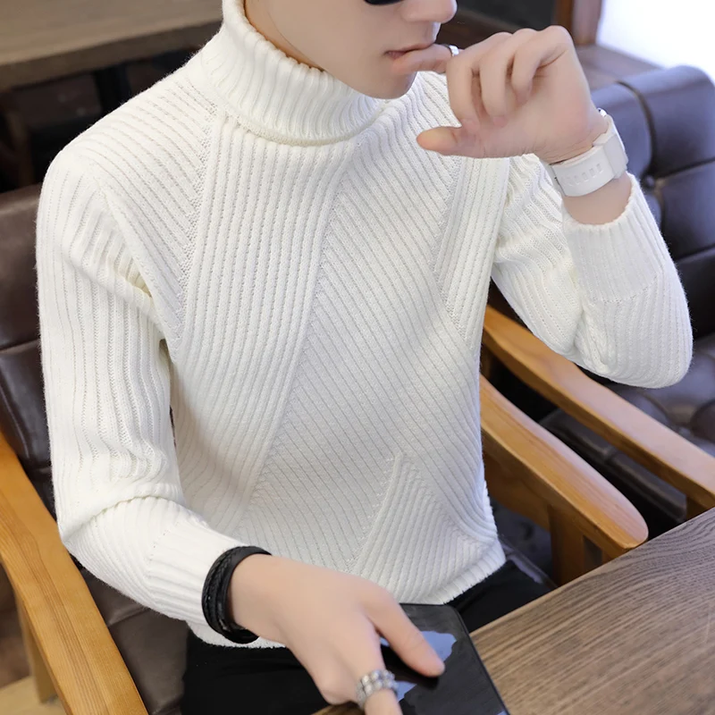 Turtleneck Sweater Men Wool Pullover 
