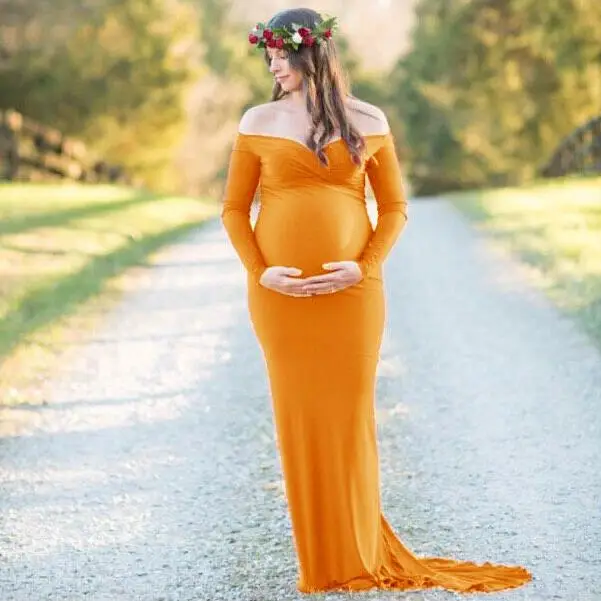 Cotton Maternity V-Neck Maxi Gown 