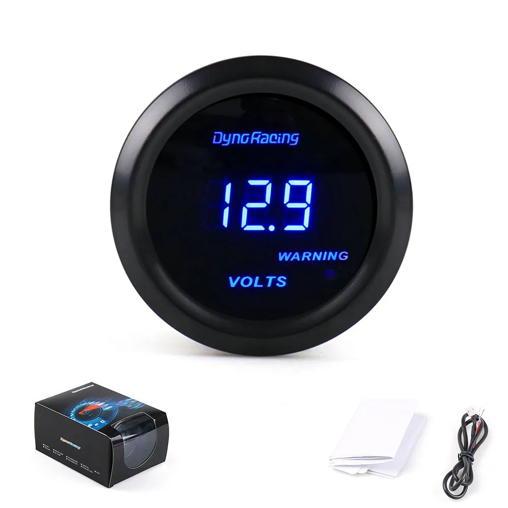 Dynoracing 2" 52mm Car Voltmeter Digital led 8-18 Volts Gauge Black Voltage gauge Car Meter-animated-img