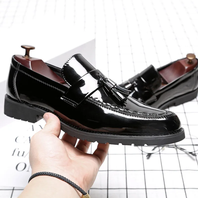 patent leather penny loafers mens