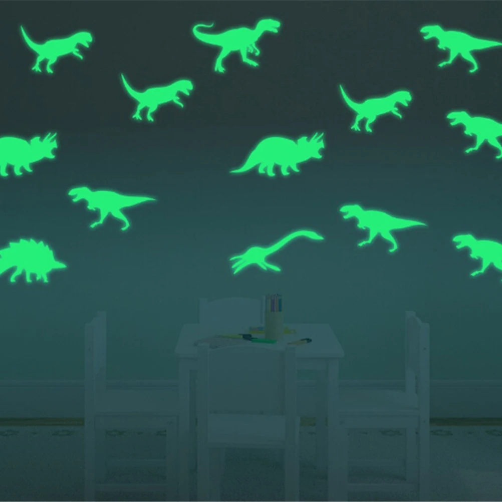 9Pcs Glow In The Dark Dinosaurs Toys Stickers Ceiling Decal Baby Kid Room-animated-img