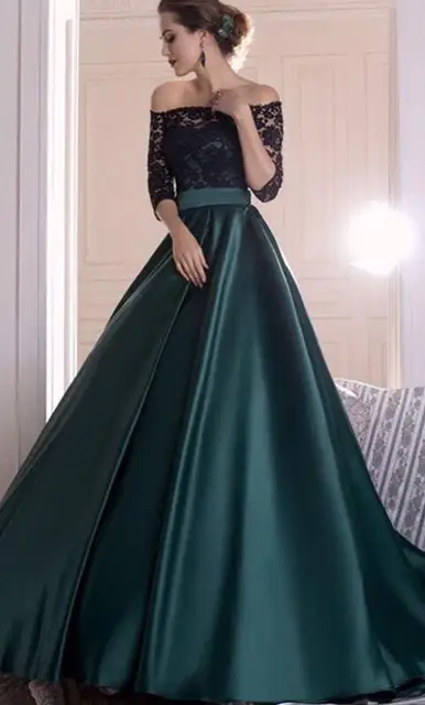 Shoulder Prom Dresses With Half Sleeves 