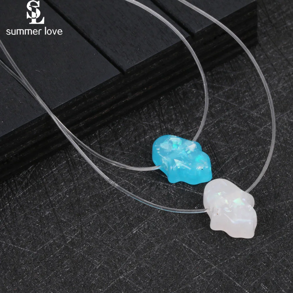 קנו אלי אקספרס  Transparent Fishing Line Necklace for Women